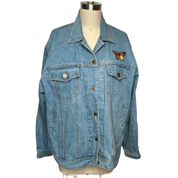 Rare Find VTG 90s Mickey & CO Disney Cotton Blue Embroidered Denim Jacket Size L - Picture 1 of 8